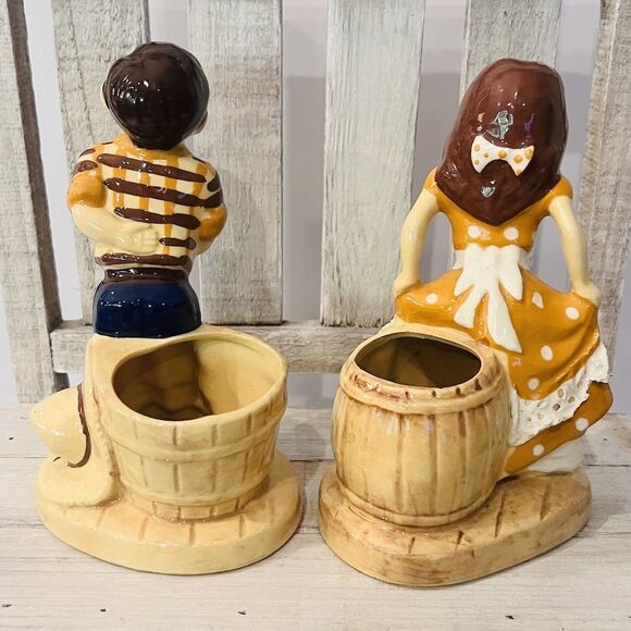 Stewart B McCulloch Boy & Girl Square Dance Tonight Planters Hand Painted CA EUC - Picture 2 of 11